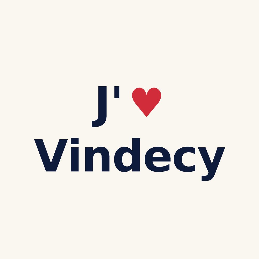 Tasse personnalisée Vindecy — design J'aime Vindecy