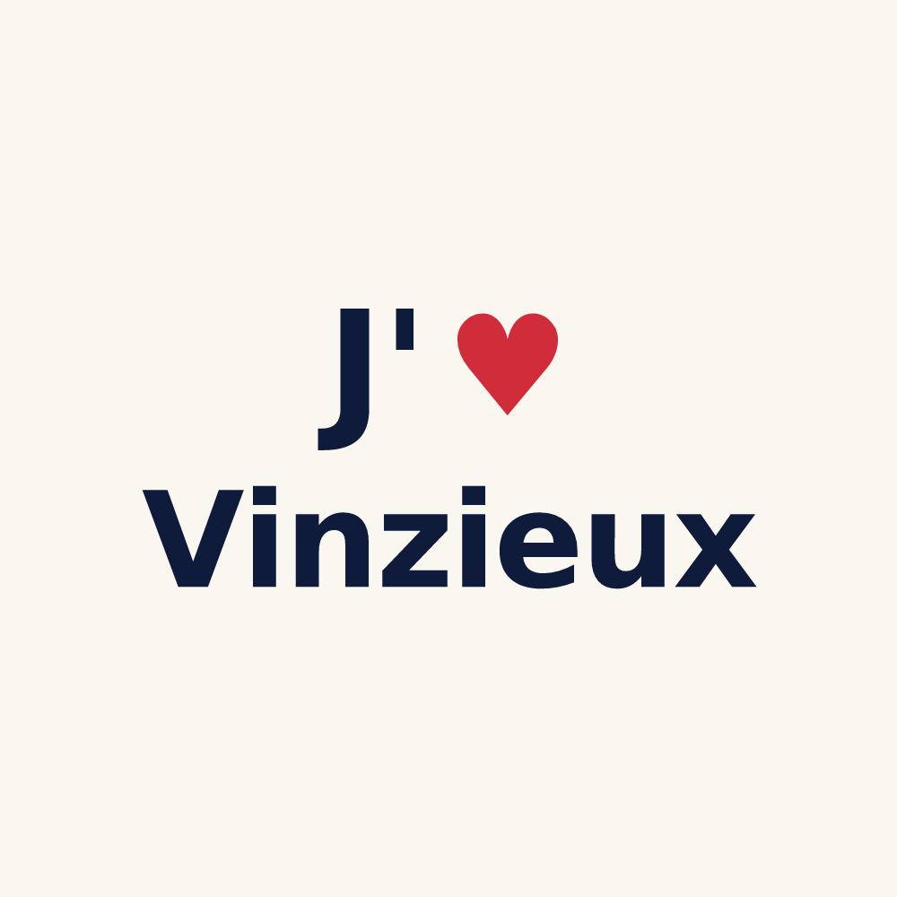 Tasse personnalisée Vinzieux — design « J'aime Vinzieux » imprimé sur la tasse