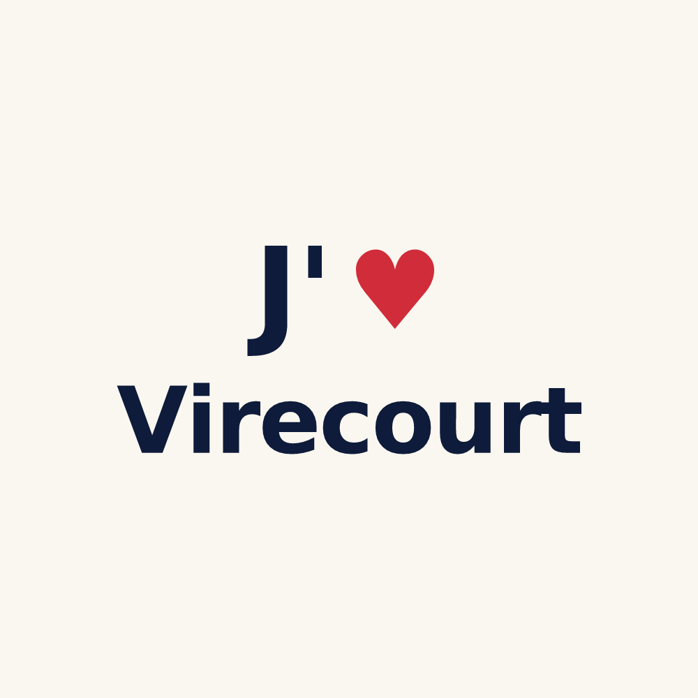 Tasse personnalisée Virecourt — design « J'aime Virecourt » imprimé sur la tasse