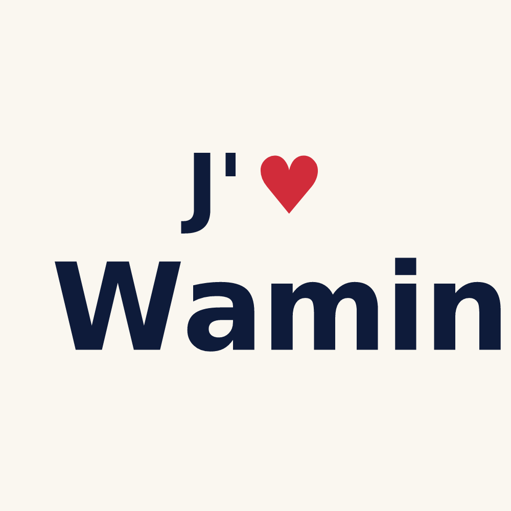 Tasse personnalisée Wamin — design « J'aime Wamin » imprimé sur la tasse
