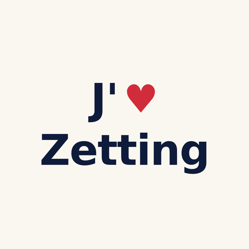 Tasse personnalisée Zetting — design « J'aime Zetting » imprimé sur la tasse