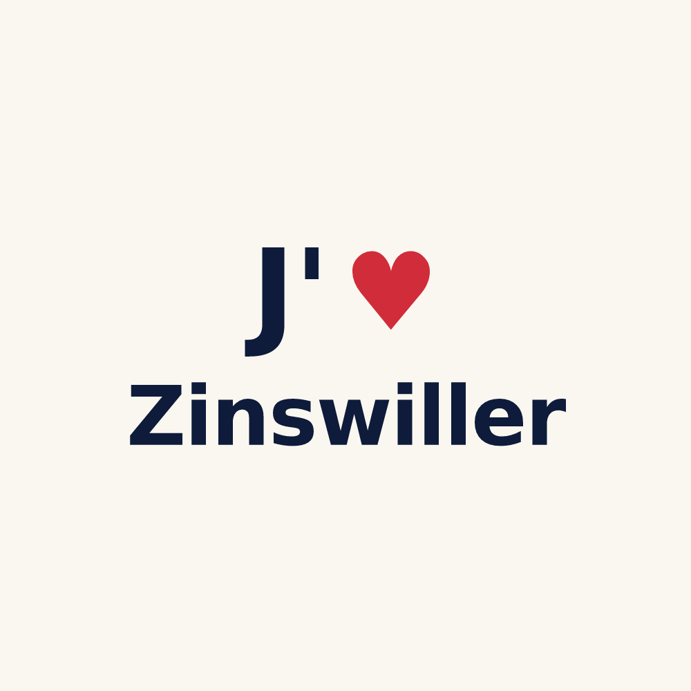 Tasse personnalisée Zinswiller — design « J'aime Zinswiller » imprimé sur la tasse