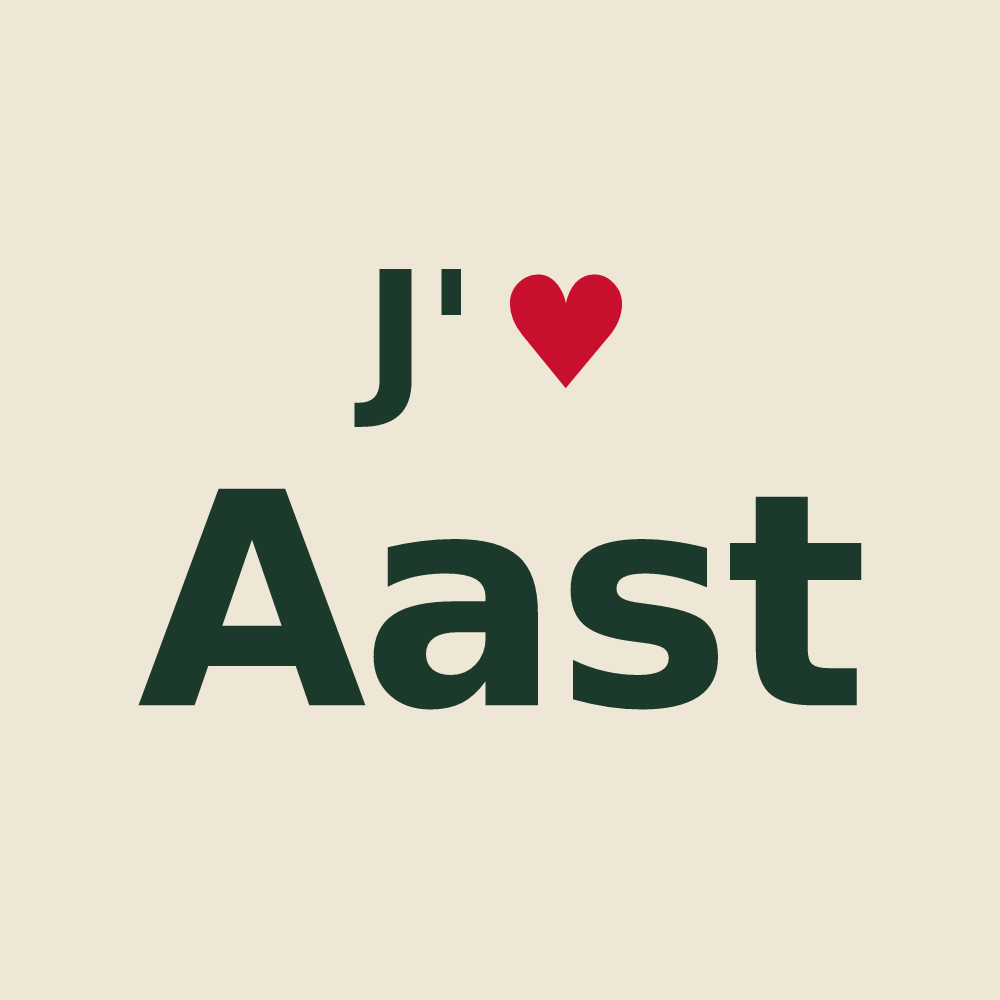 Tote bag personnalisé Aast — design « J'aime Aast » imprimé sur le tote bag