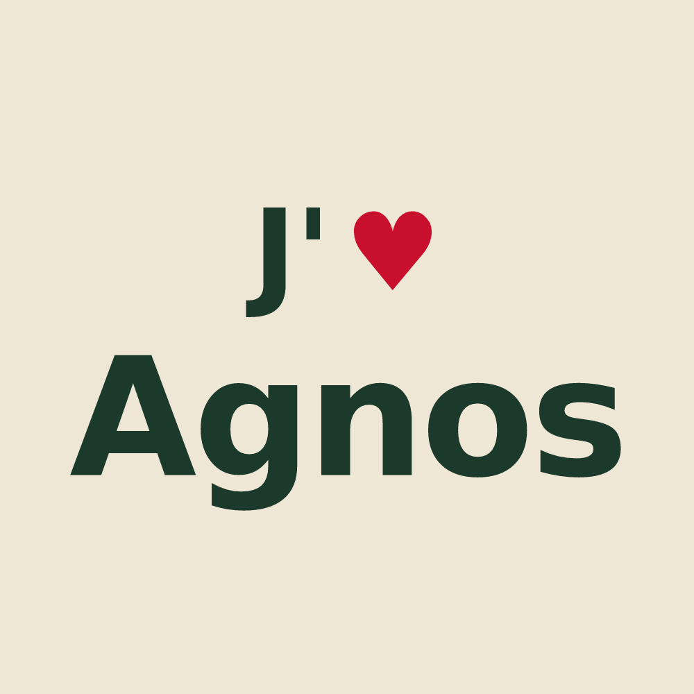Tote bag personnalisé Agnos — design « J'aime Agnos » imprimé sur le tote bag