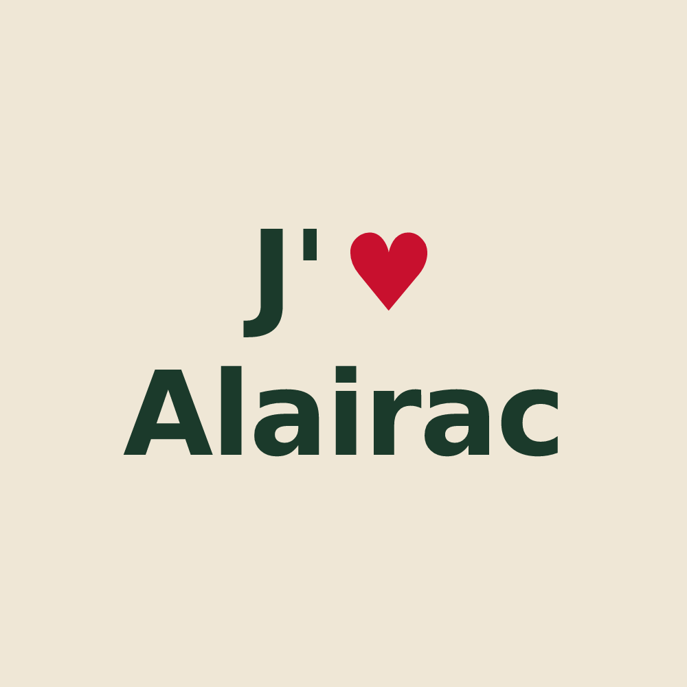 Tote bag personnalisé Alairac — design J'aime Alairac