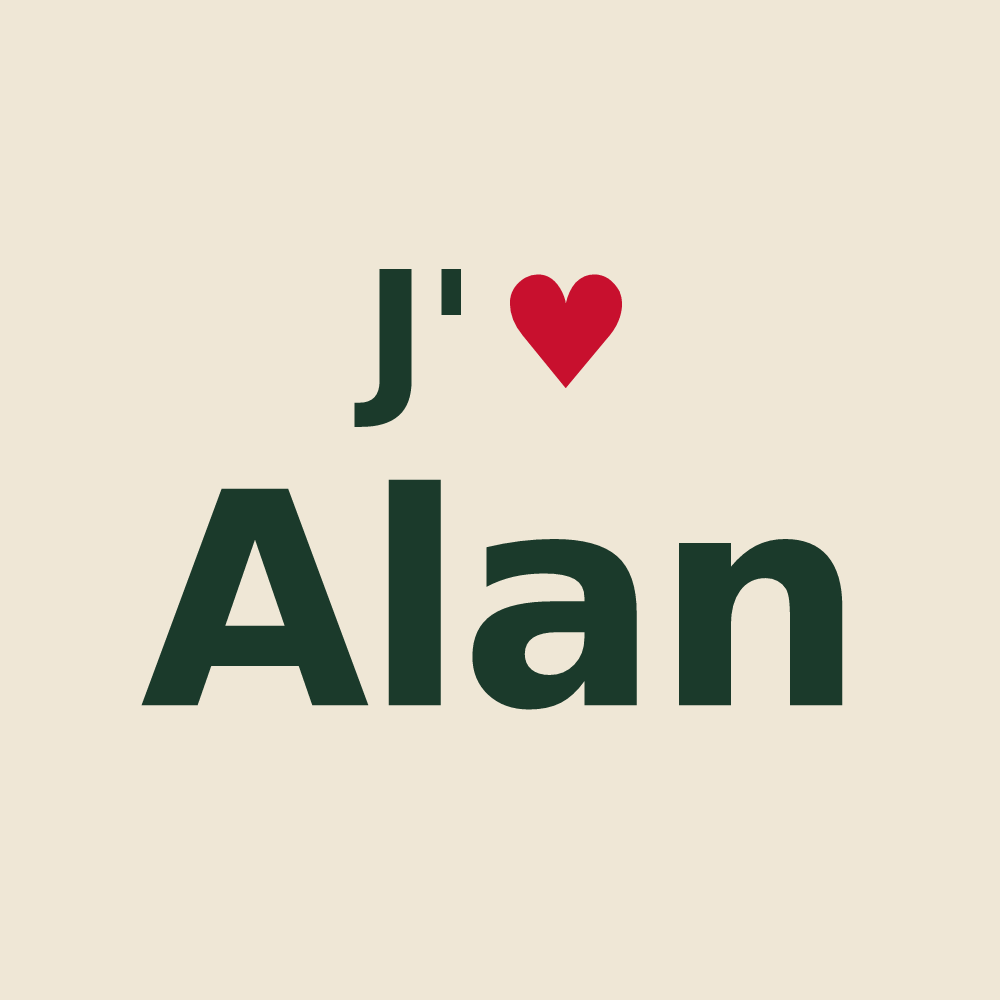 Tote bag personnalisé Alan — design J'aime Alan