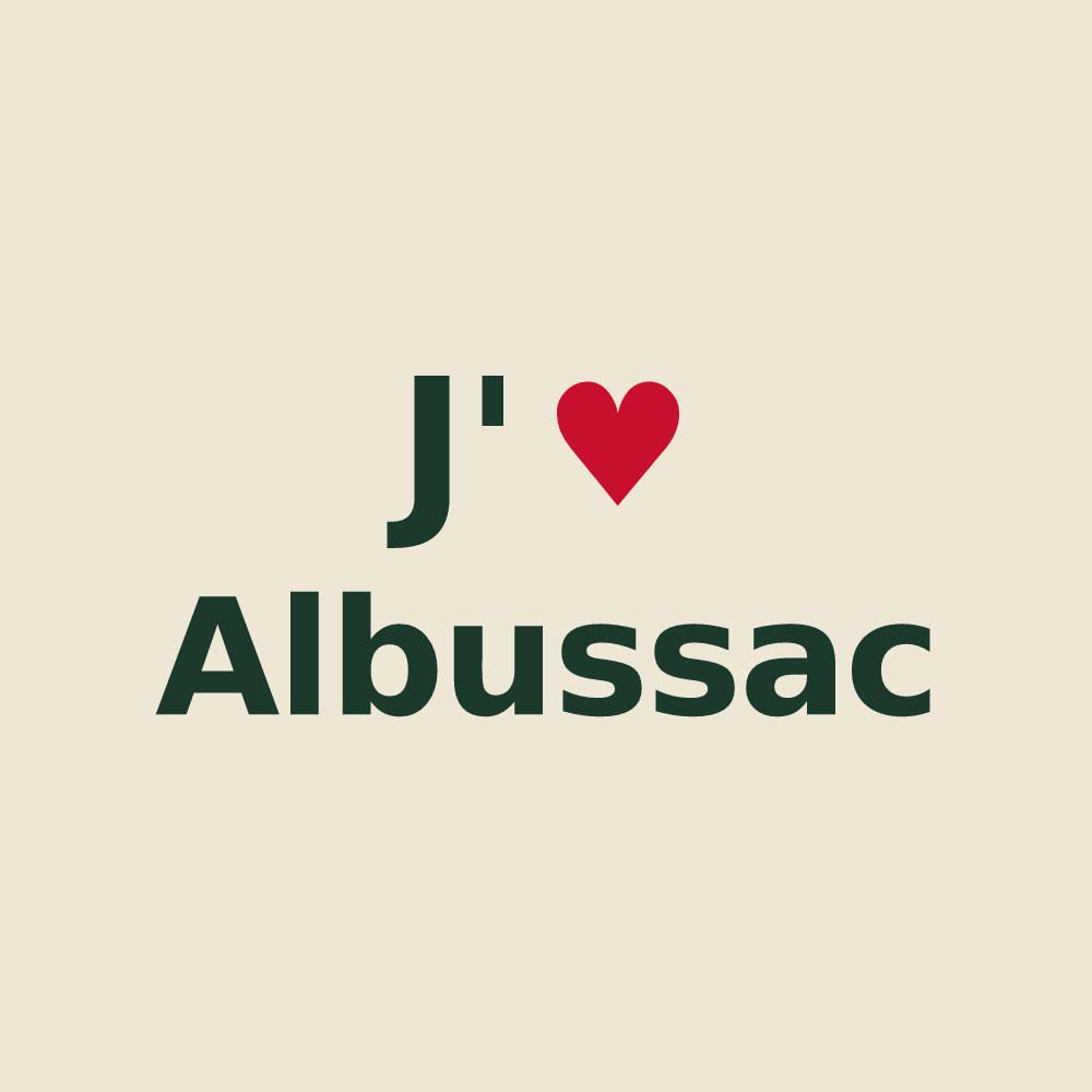 Tote bag personnalisé Albussac — design J'aime Albussac