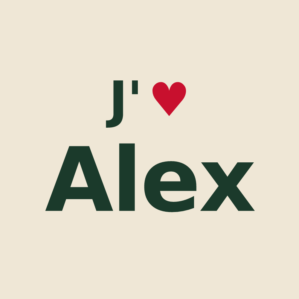 Tote bag personnalisé Alex — design J'aime Alex