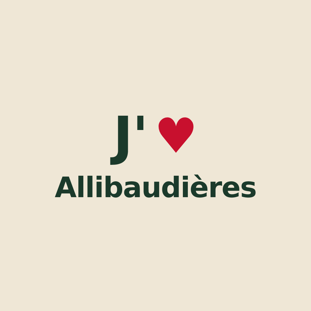 Tote bag personnalisé Allibaudières — design J'aime Allibaudières