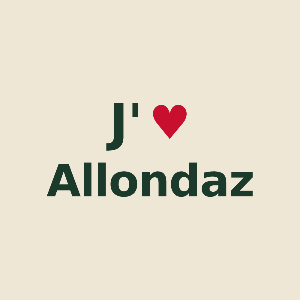 Tote bag personnalisé Allondaz — design « J'aime Allondaz » imprimé sur le tote bag