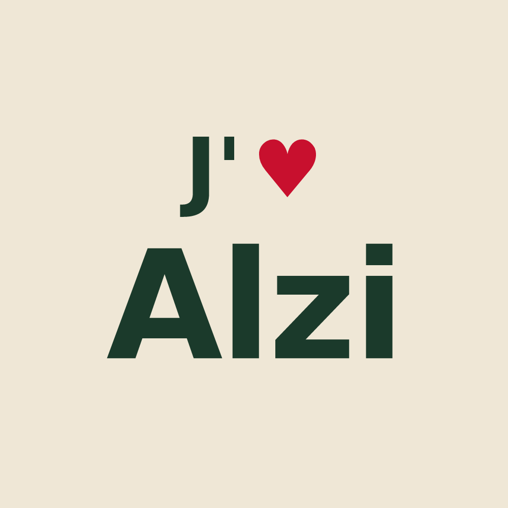 Tote bag personnalisé Alzi — design J'aime Alzi