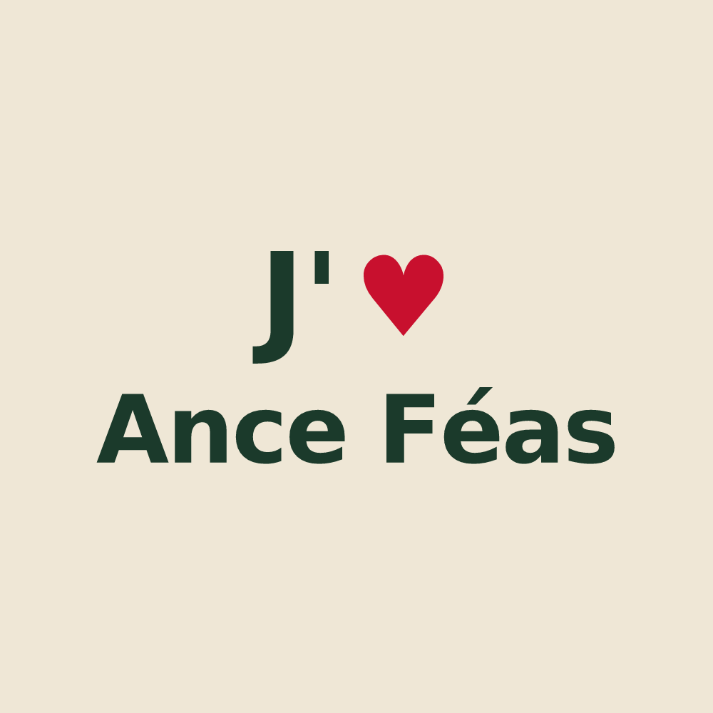 Tote bag personnalisé Ance Féas — design J'aime Ance Féas