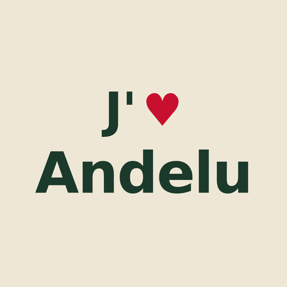 Tote bag personnalisé Andelu — design J'aime Andelu