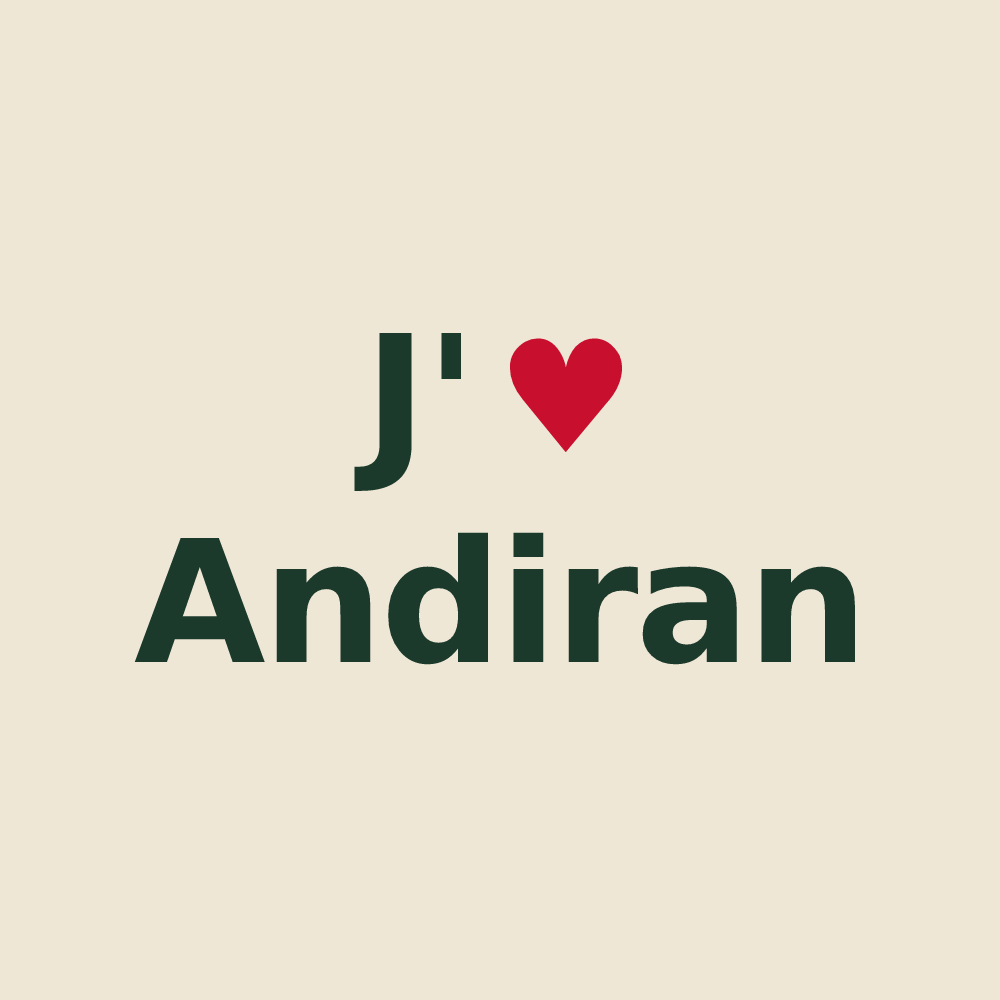 Tote bag personnalisé Andiran — design J'aime Andiran