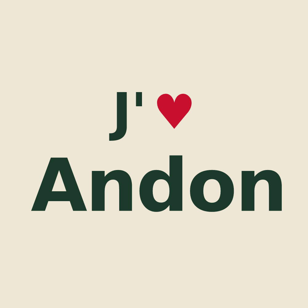 Tote bag personnalisé Andon — design J'aime Andon
