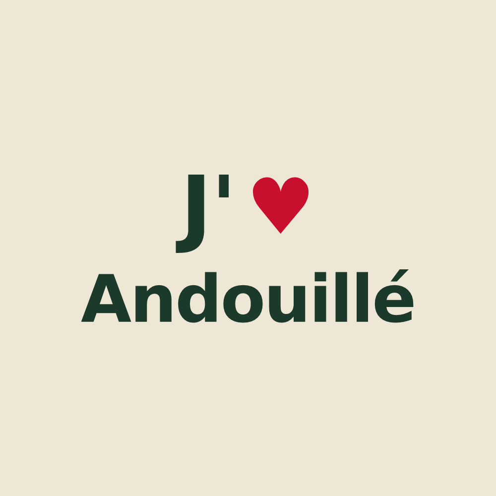 Tote bag personnalisé Andouillé — design J'aime Andouillé