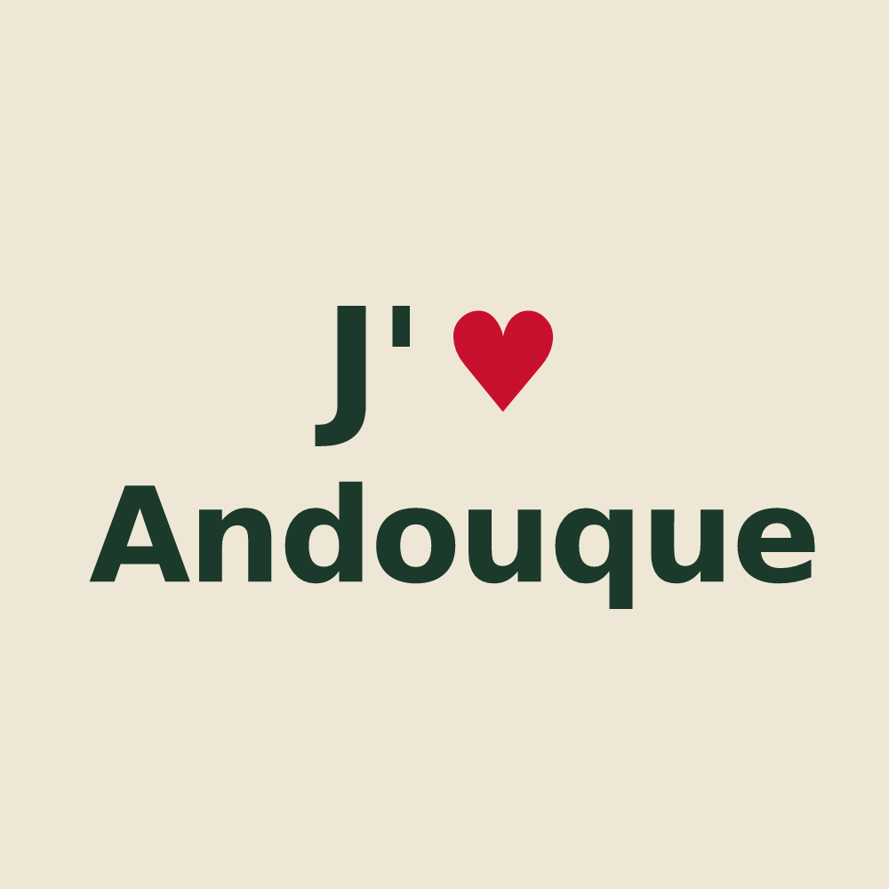 Tote bag personnalisé Andouque — design J'aime Andouque