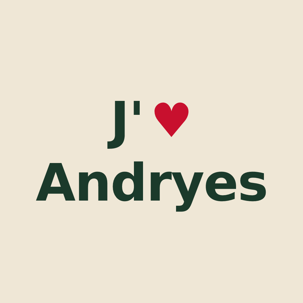 Tote bag personnalisé Andryes — design J'aime Andryes