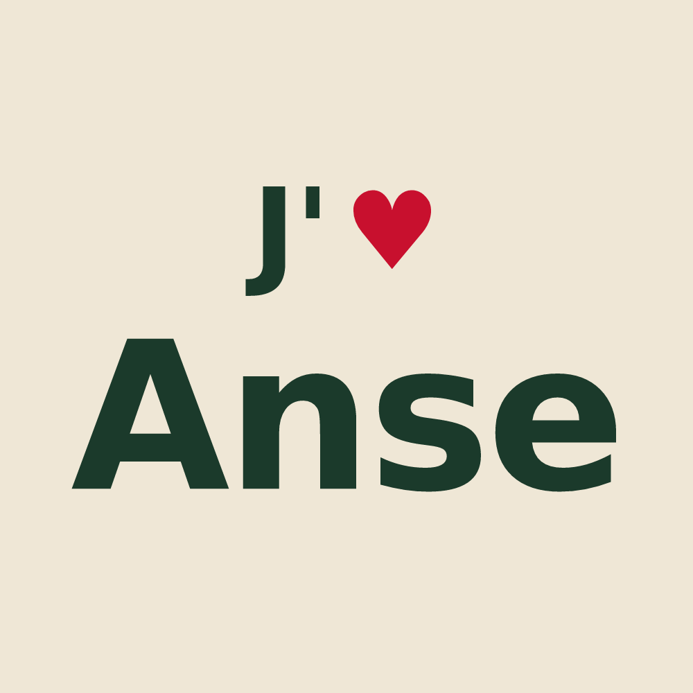 Tote bag personnalisé Anse — design « J'aime Anse » imprimé sur le tote bag