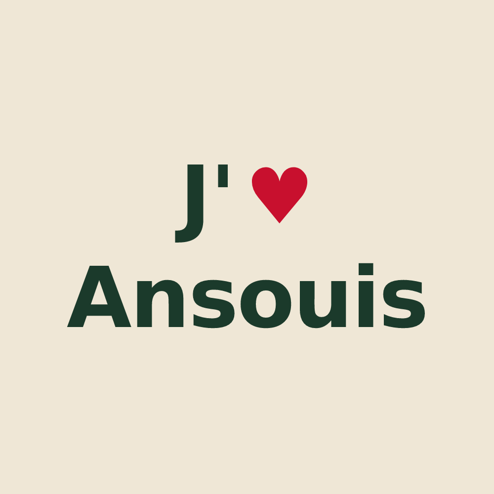 Tote bag personnalisé Ansouis — design « J'aime Ansouis » imprimé sur le tote bag