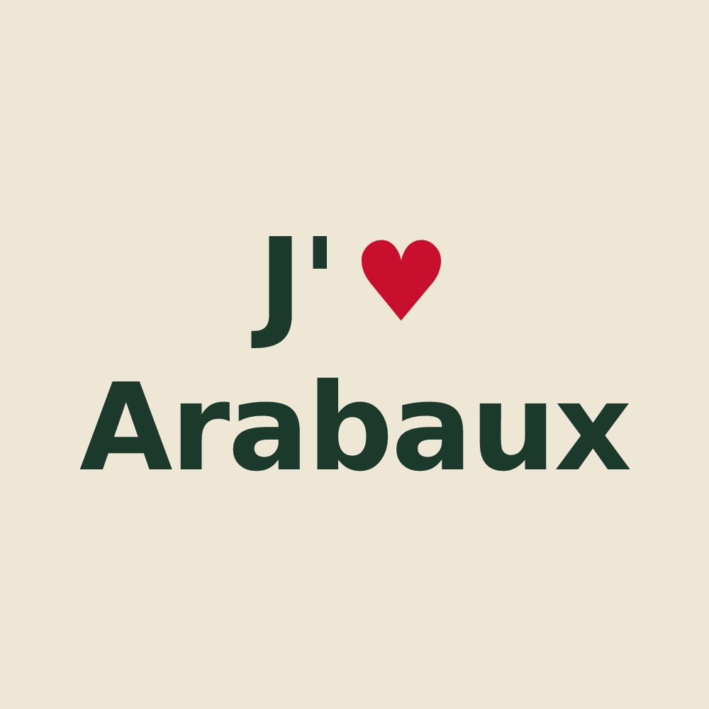 Tote bag personnalisé Arabaux — design J'aime Arabaux