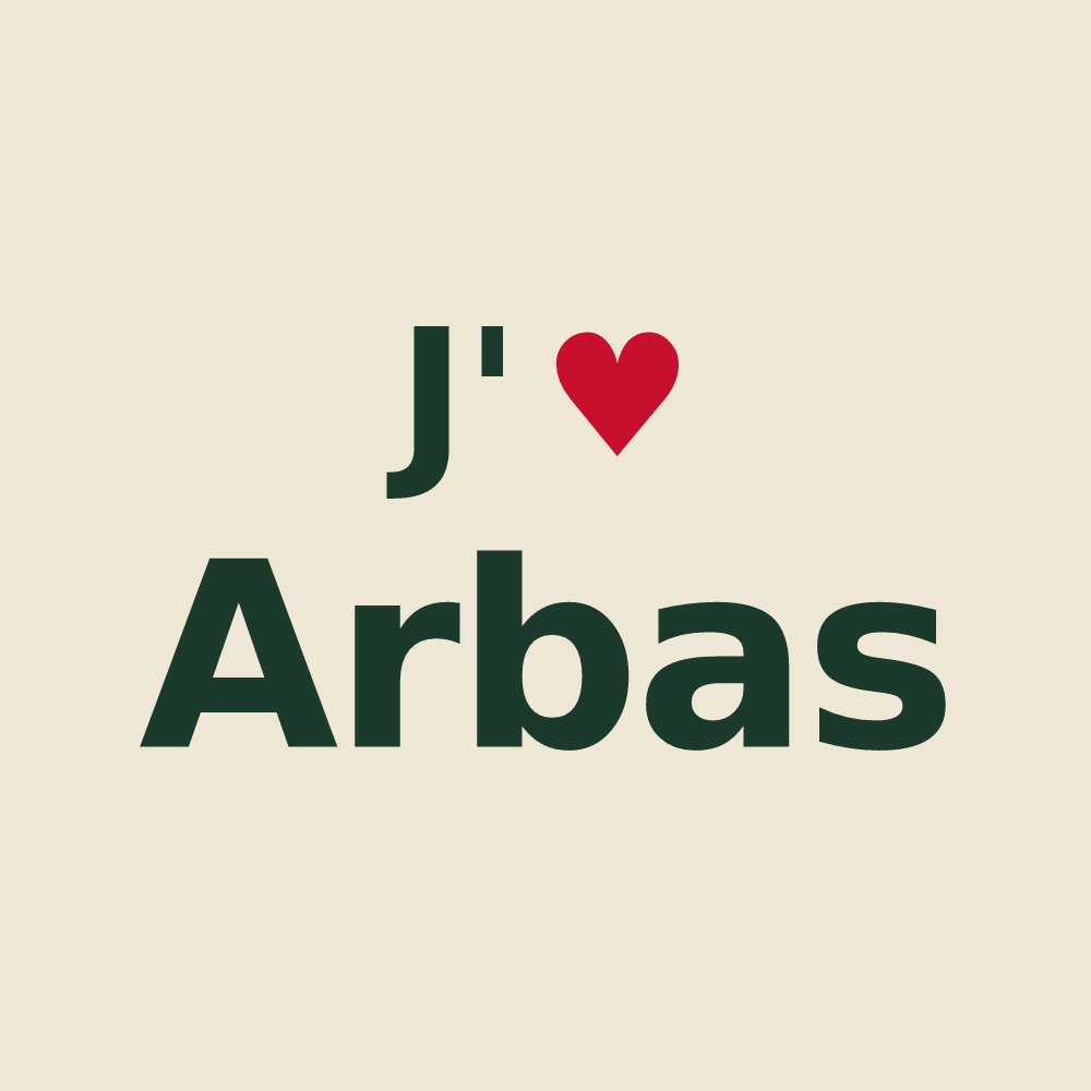 Tote bag personnalisé Arbas — design J'aime Arbas