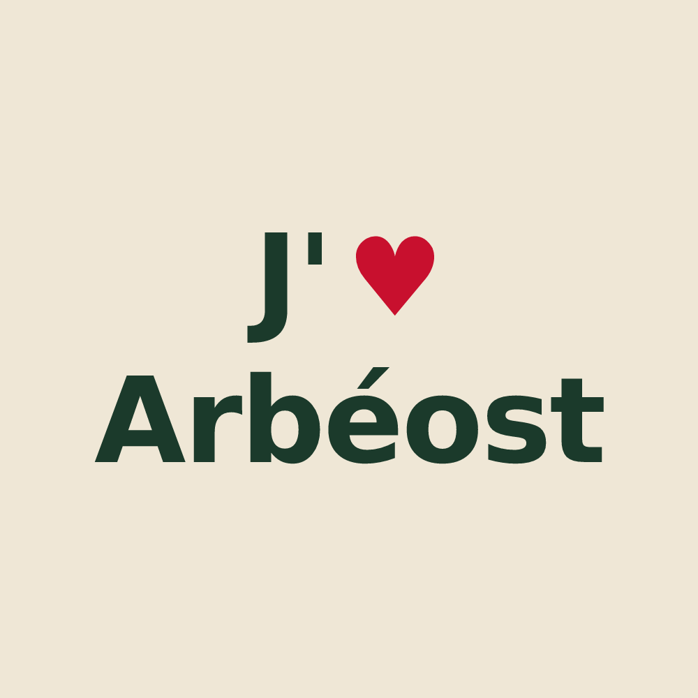 Tote bag personnalisé Arbéost — design J'aime Arbéost