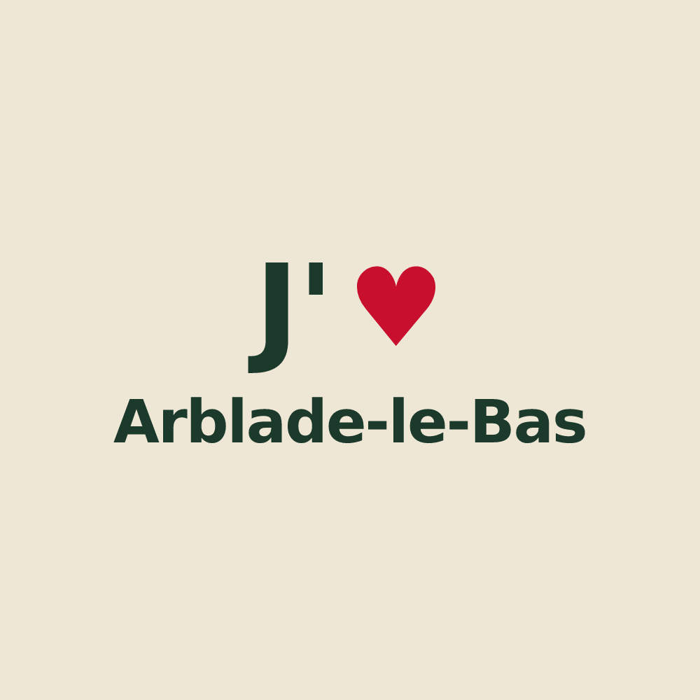 Tote bag personnalisé Arblade-le-Bas — design J'aime Arblade-le-Bas