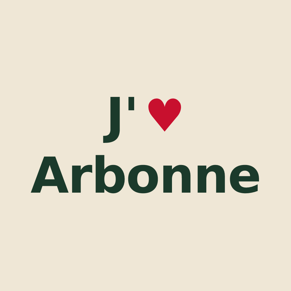 Tote bag personnalisé Arbonne — design « J'aime Arbonne » imprimé sur le tote bag