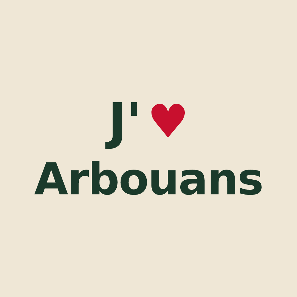 Tote bag personnalisé Arbouans — design J'aime Arbouans