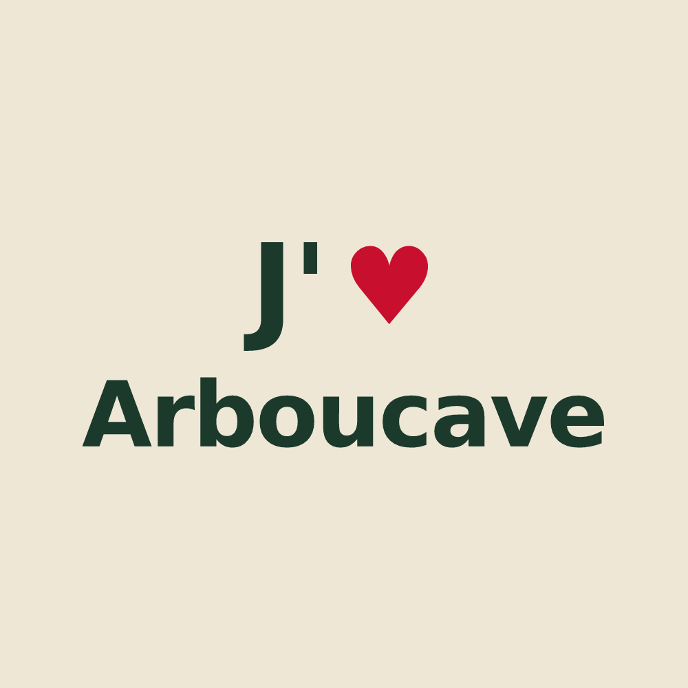 Tote bag personnalisé Arboucave — design « J'aime Arboucave » imprimé sur le tote bag