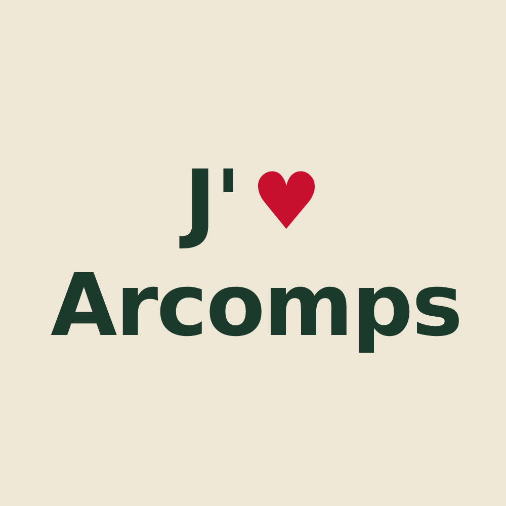 Tote bag personnalisé Arcomps — design J'aime Arcomps
