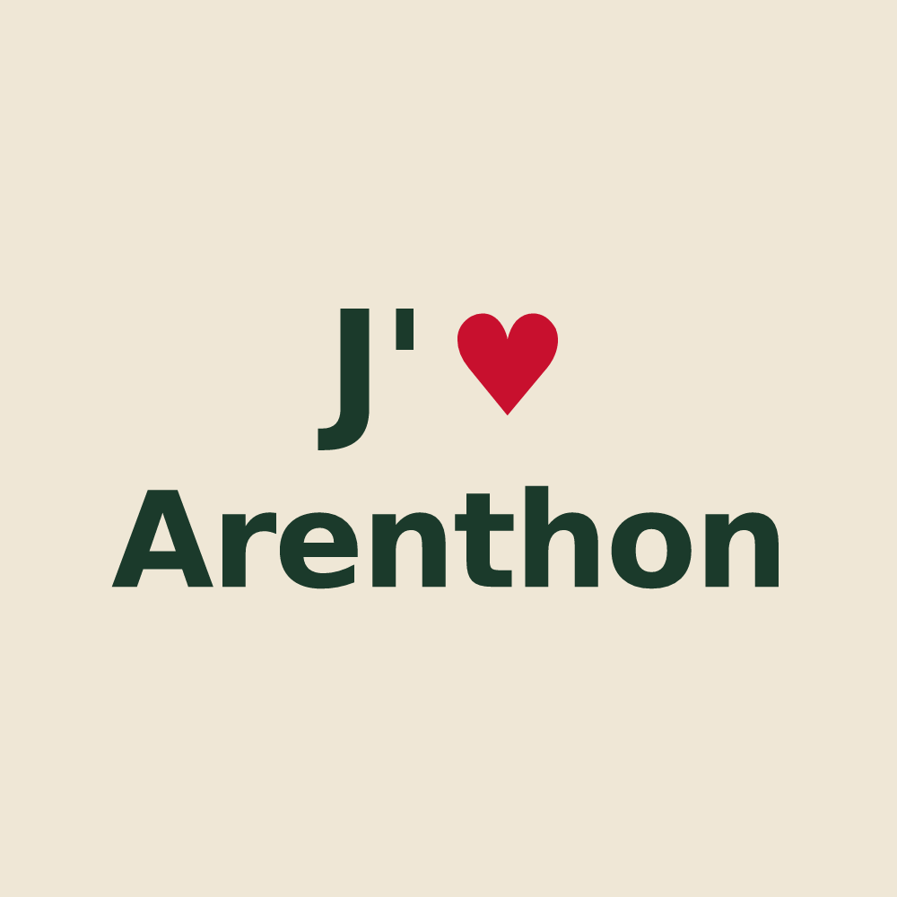 Tote bag personnalisé Arenthon — design « J'aime Arenthon » imprimé sur le tote bag