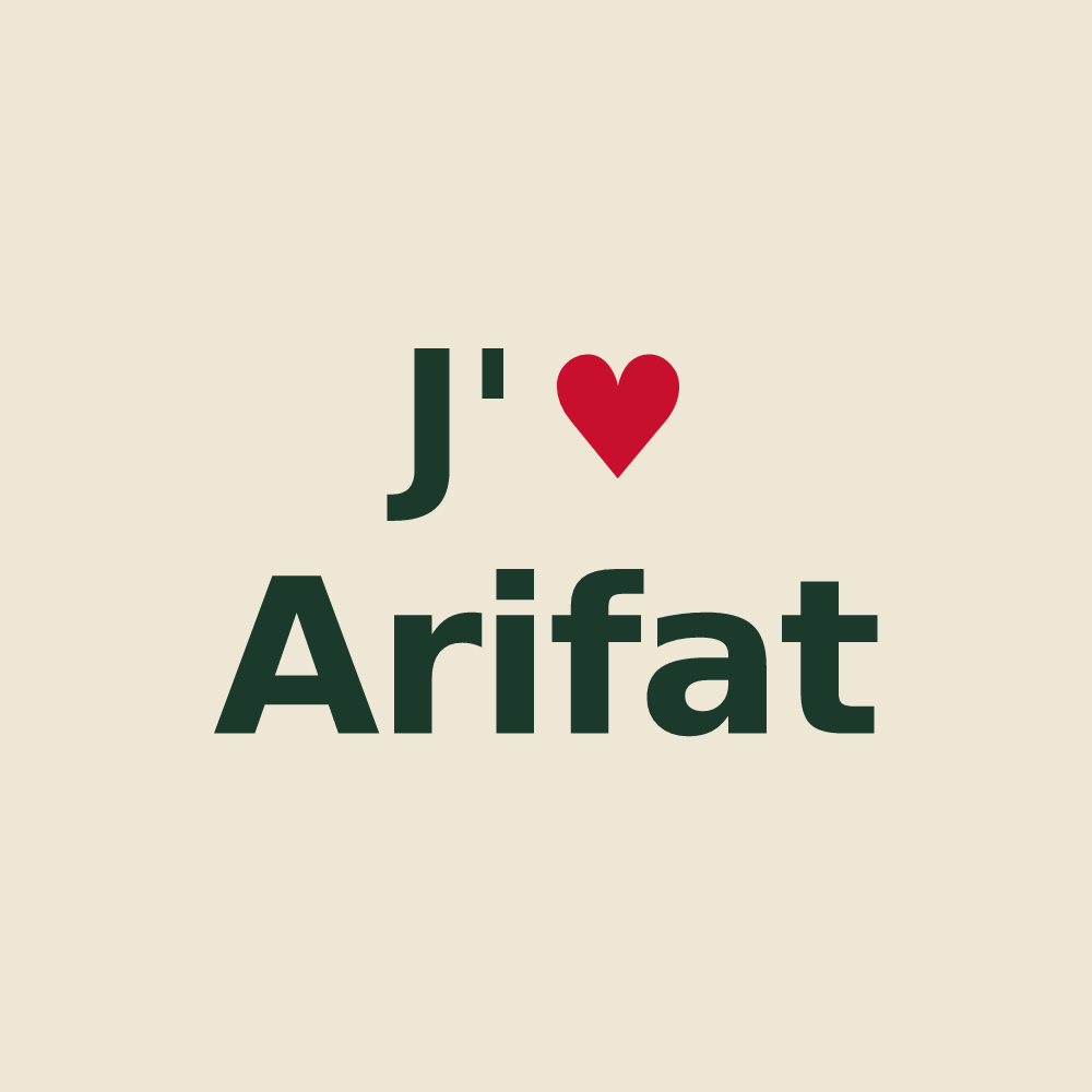 Tote bag personnalisé Arifat — design J'aime Arifat