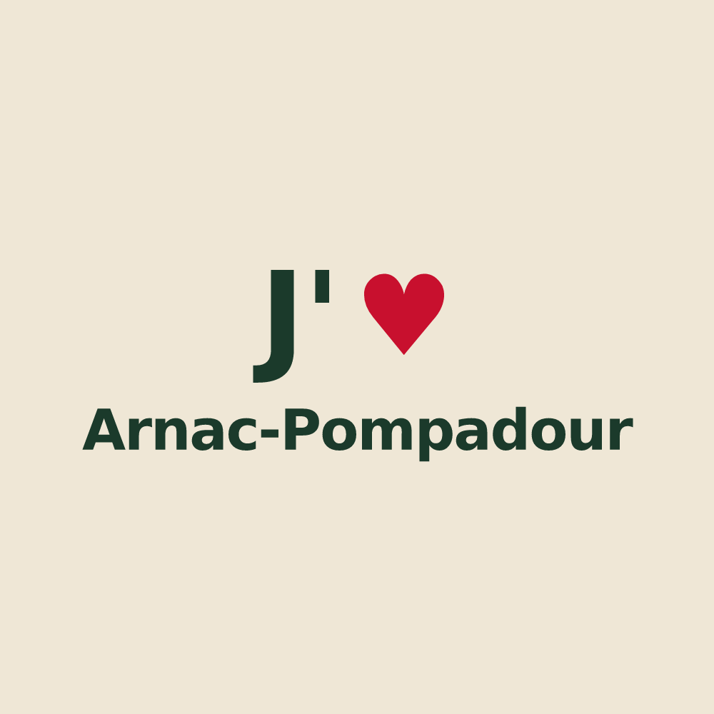 Tote bag personnalisé Arnac-Pompadour — design J'aime Arnac-Pompadour