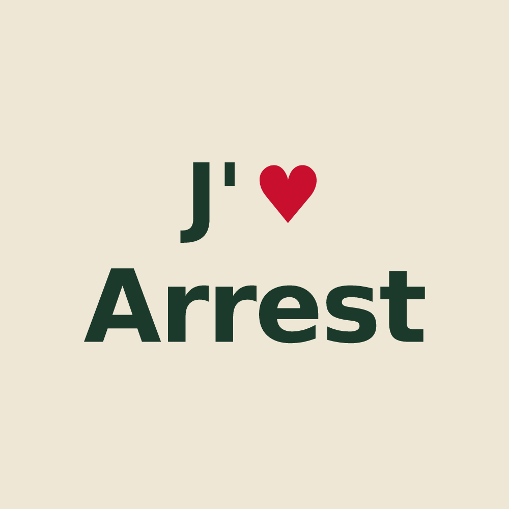 Tote bag personnalisé Arrest — design « J'aime Arrest » imprimé sur le tote bag