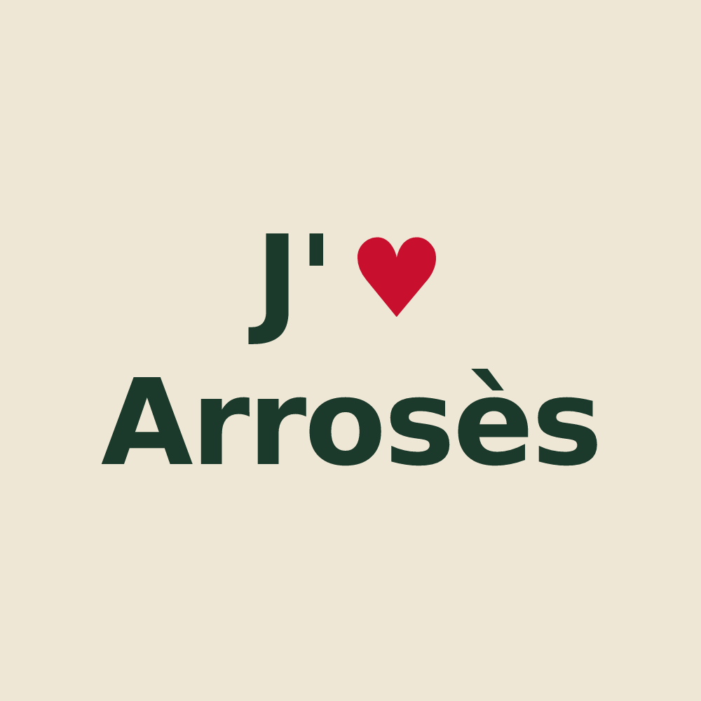 Tote bag personnalisé Arrosès — design « J'aime Arrosès » imprimé sur le tote bag
