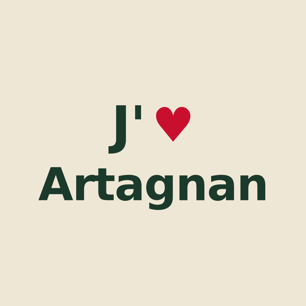 Tote bag personnalisé Artagnan — design J'aime Artagnan