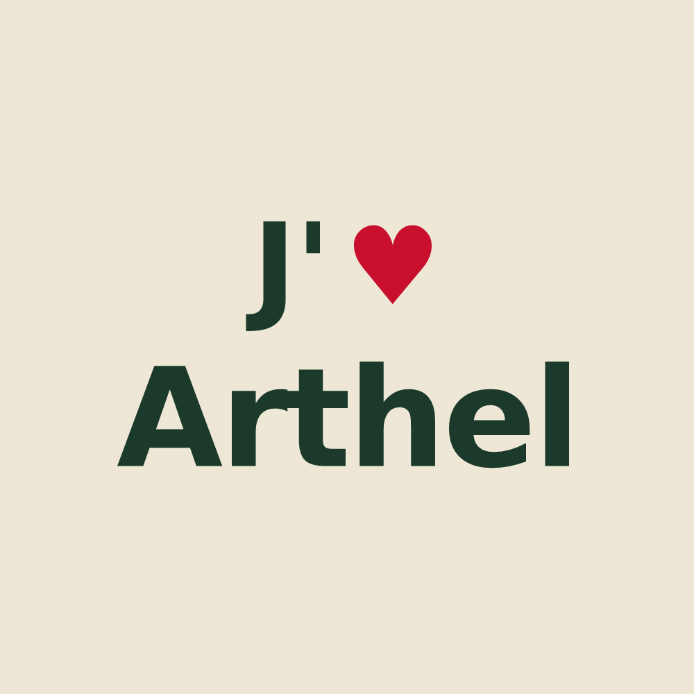 Tote bag personnalisé Arthel — design « J'aime Arthel » imprimé sur le tote bag