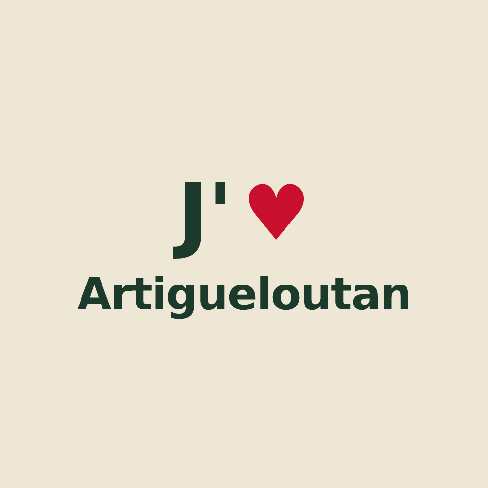 Tote bag personnalisé Artigueloutan — design J'aime Artigueloutan