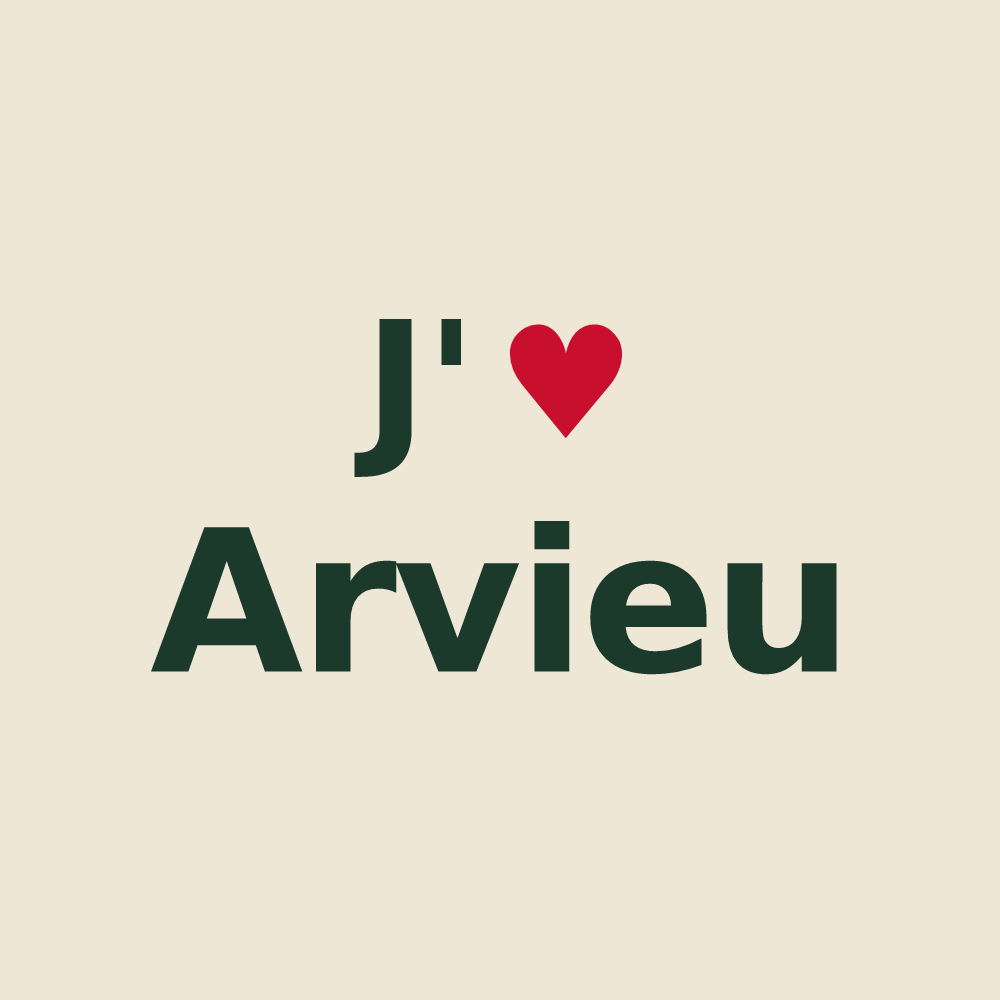 Tote bag personnalisé Arvieu — design « J'aime Arvieu » imprimé sur le tote bag