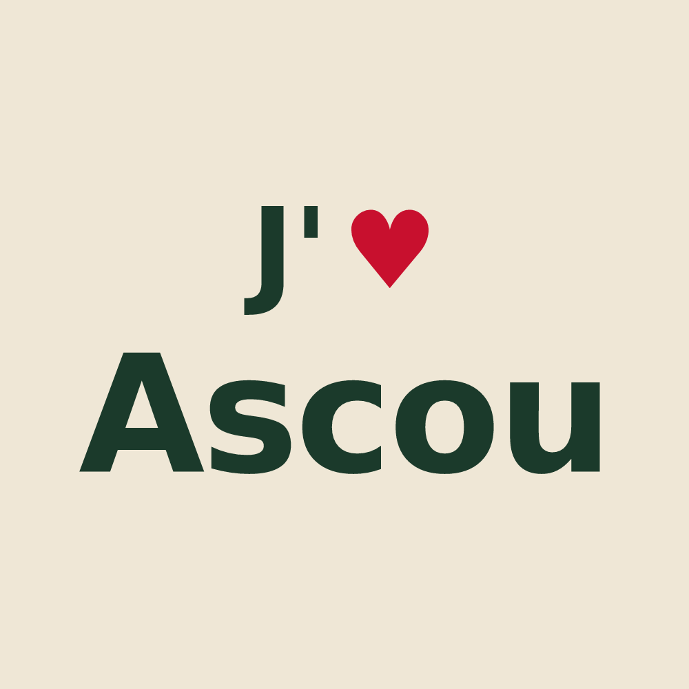Tote bag personnalisé Ascou — design « J'aime Ascou » imprimé sur le tote bag