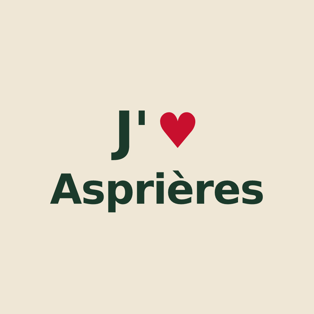 Tote bag personnalisé Asprières — design J'aime Asprières