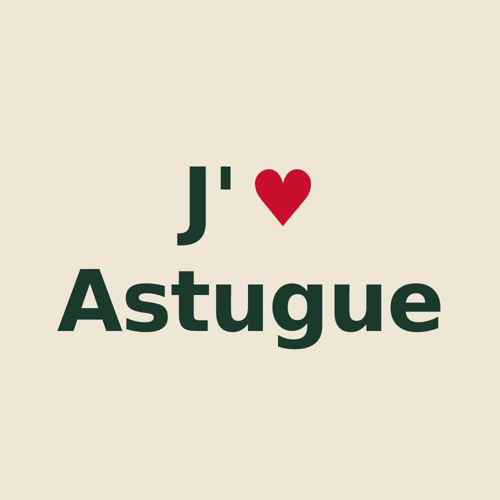 Tote bag personnalisé Astugue — design J'aime Astugue
