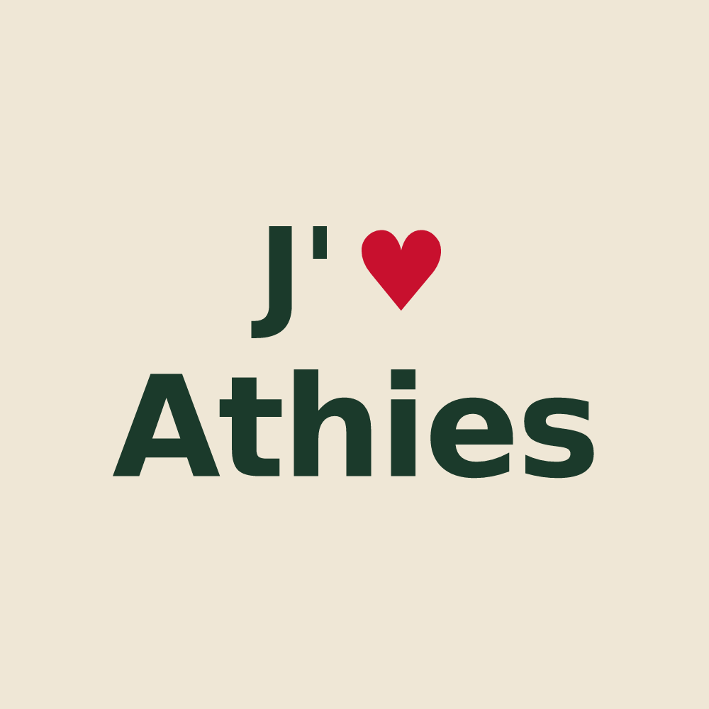 Tote bag personnalisé Athies — design « J'aime Athies » imprimé sur le tote bag