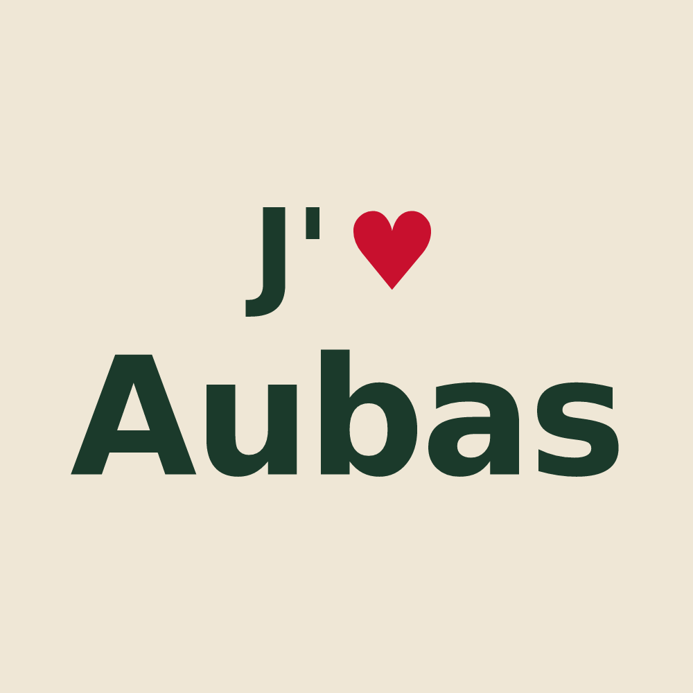 Tote bag personnalisé Aubas — design J'aime Aubas