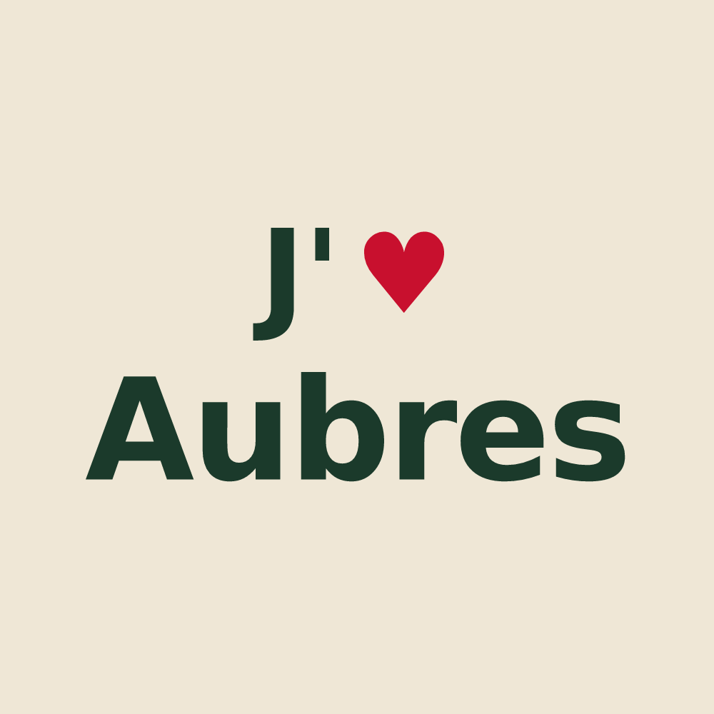 Tote bag personnalisé Aubres — design J'aime Aubres