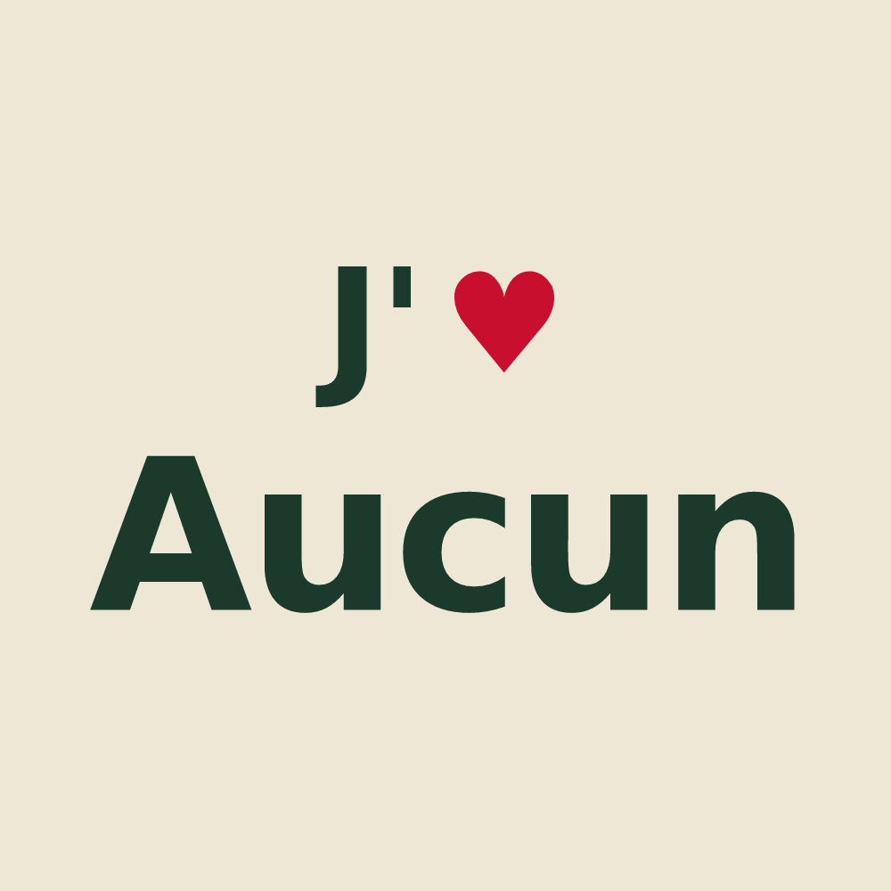 Tote bag personnalisé Aucun — design « J'aime Aucun » imprimé sur le tote bag