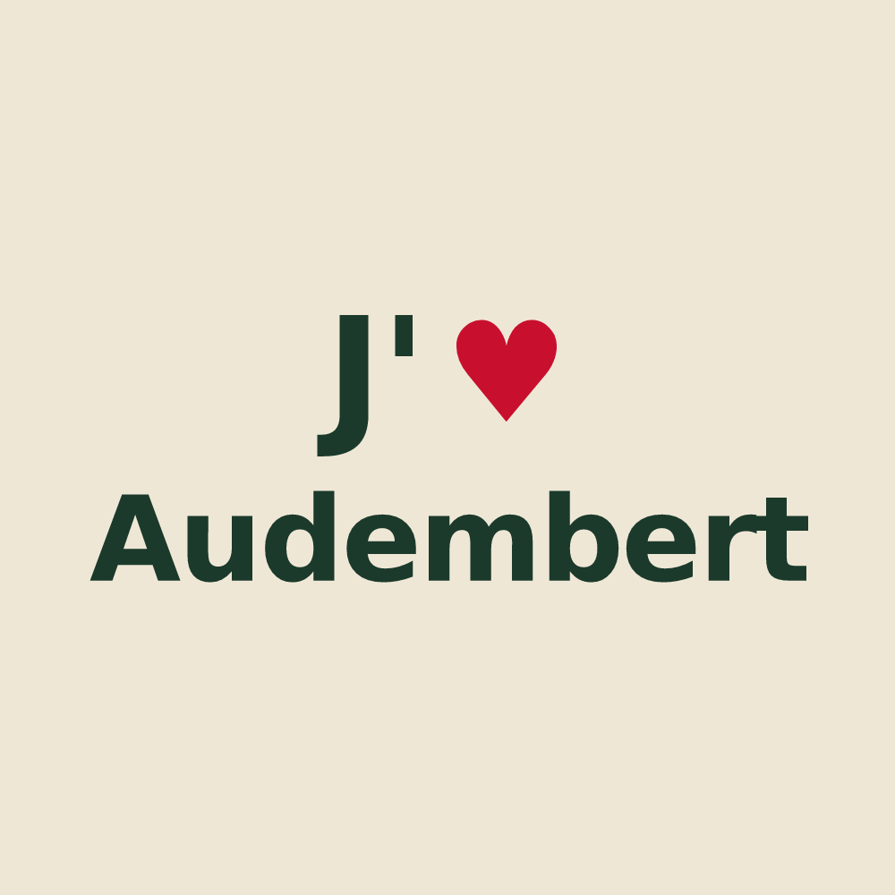 Tote bag personnalisé Audembert — design « J'aime Audembert » imprimé sur le tote bag
