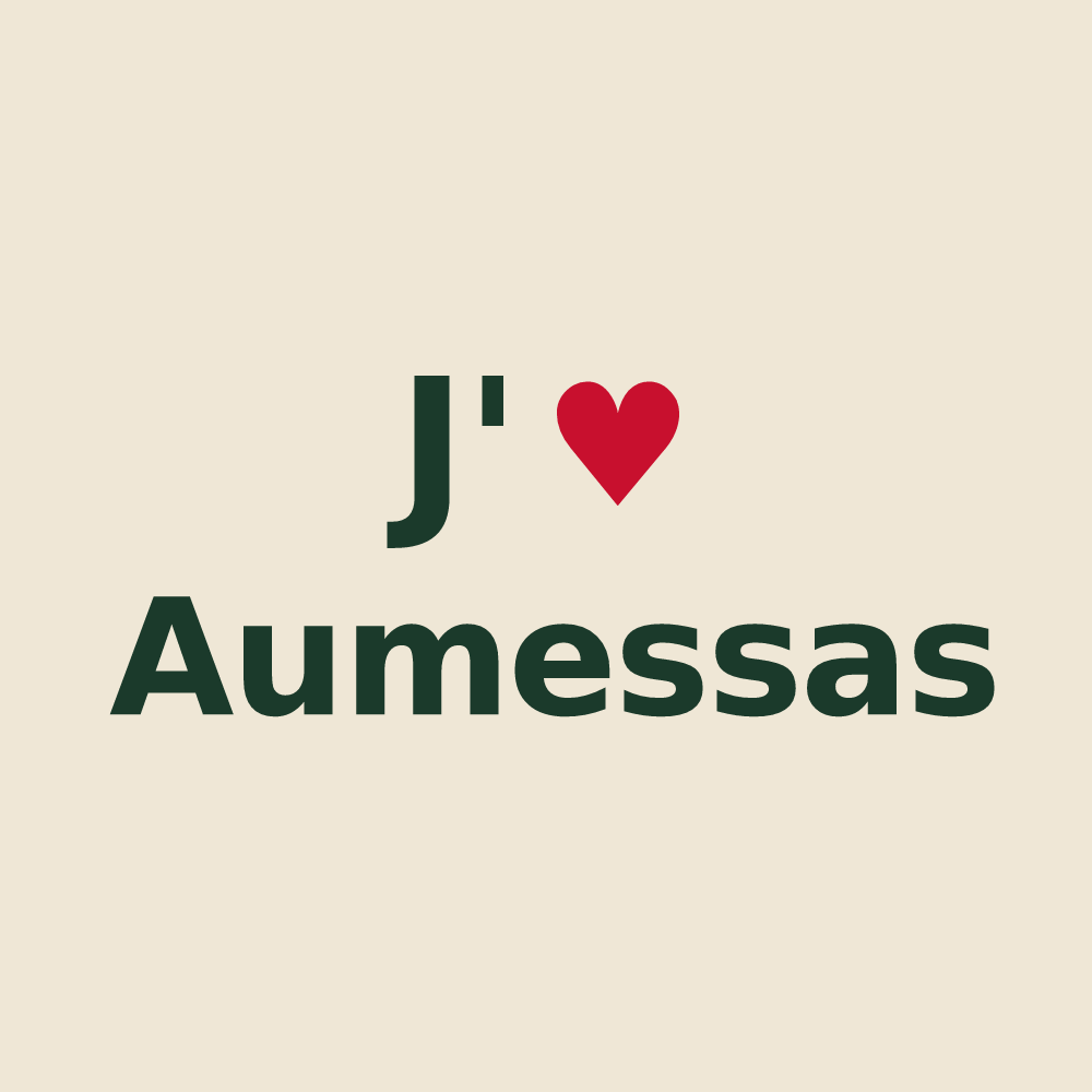 Tote bag personnalisé Aumessas — design J'aime Aumessas